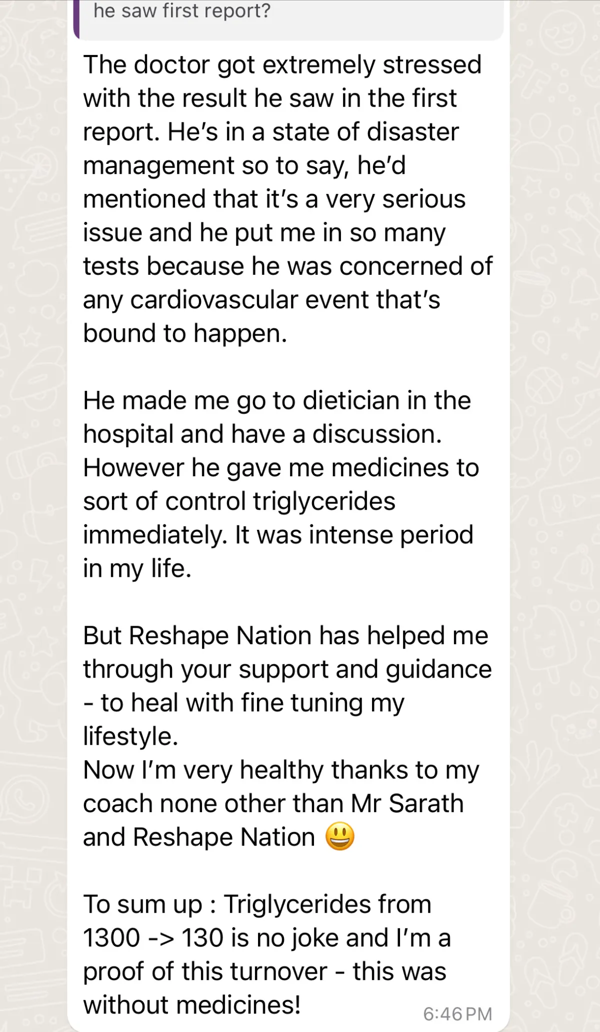 WhatsApp chat with a THINQ.FIT client