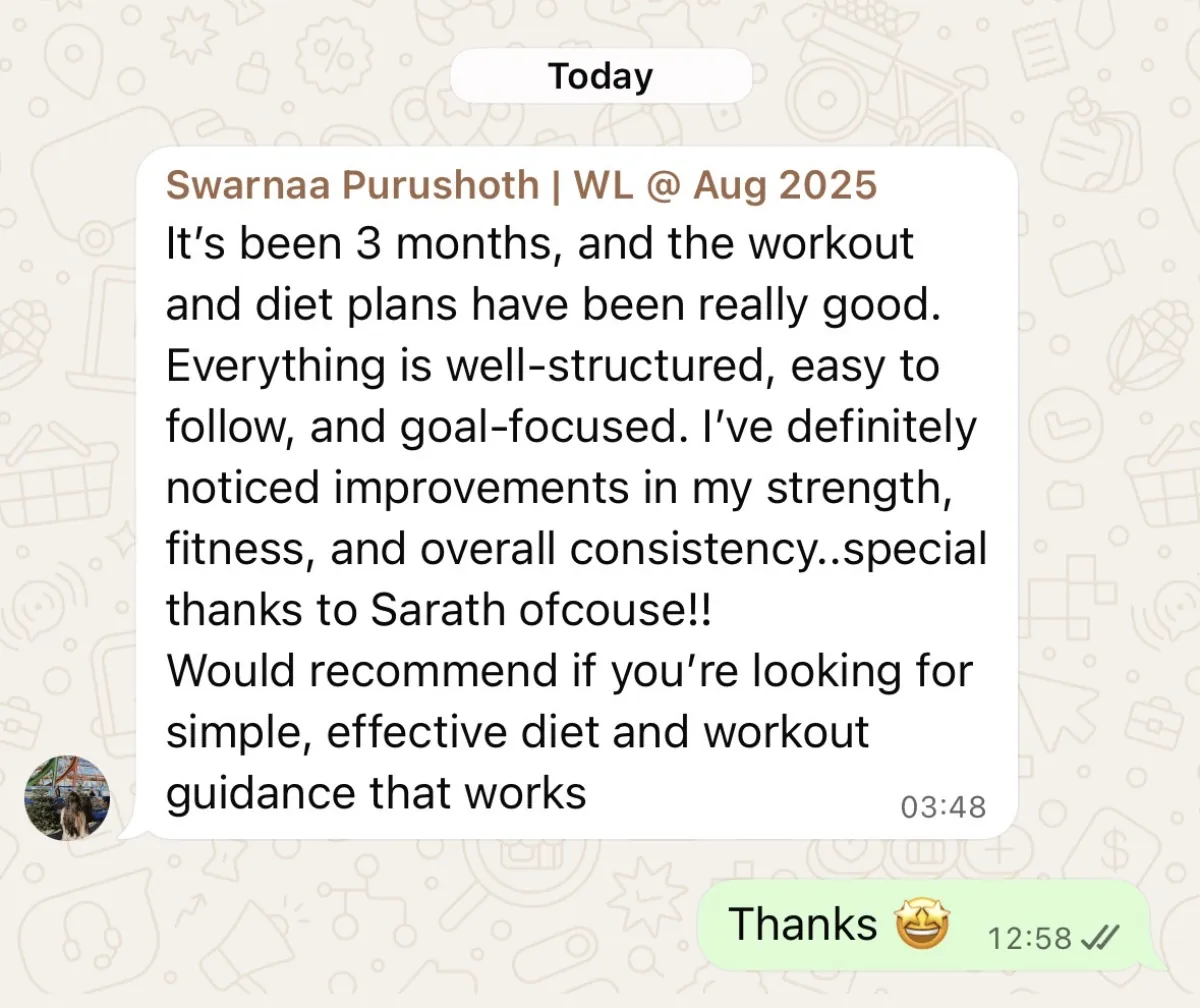 WhatsApp chat with a THINQ.FIT client