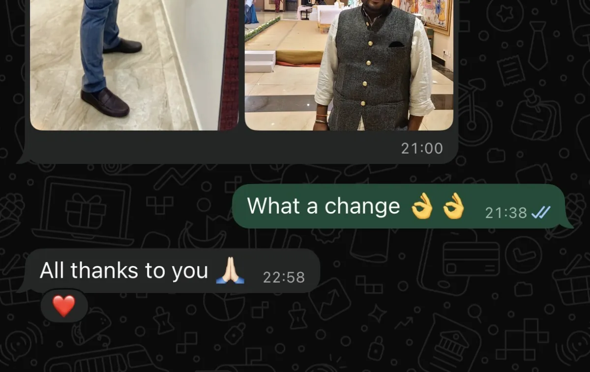 WhatsApp chat with a THINQ.FIT client