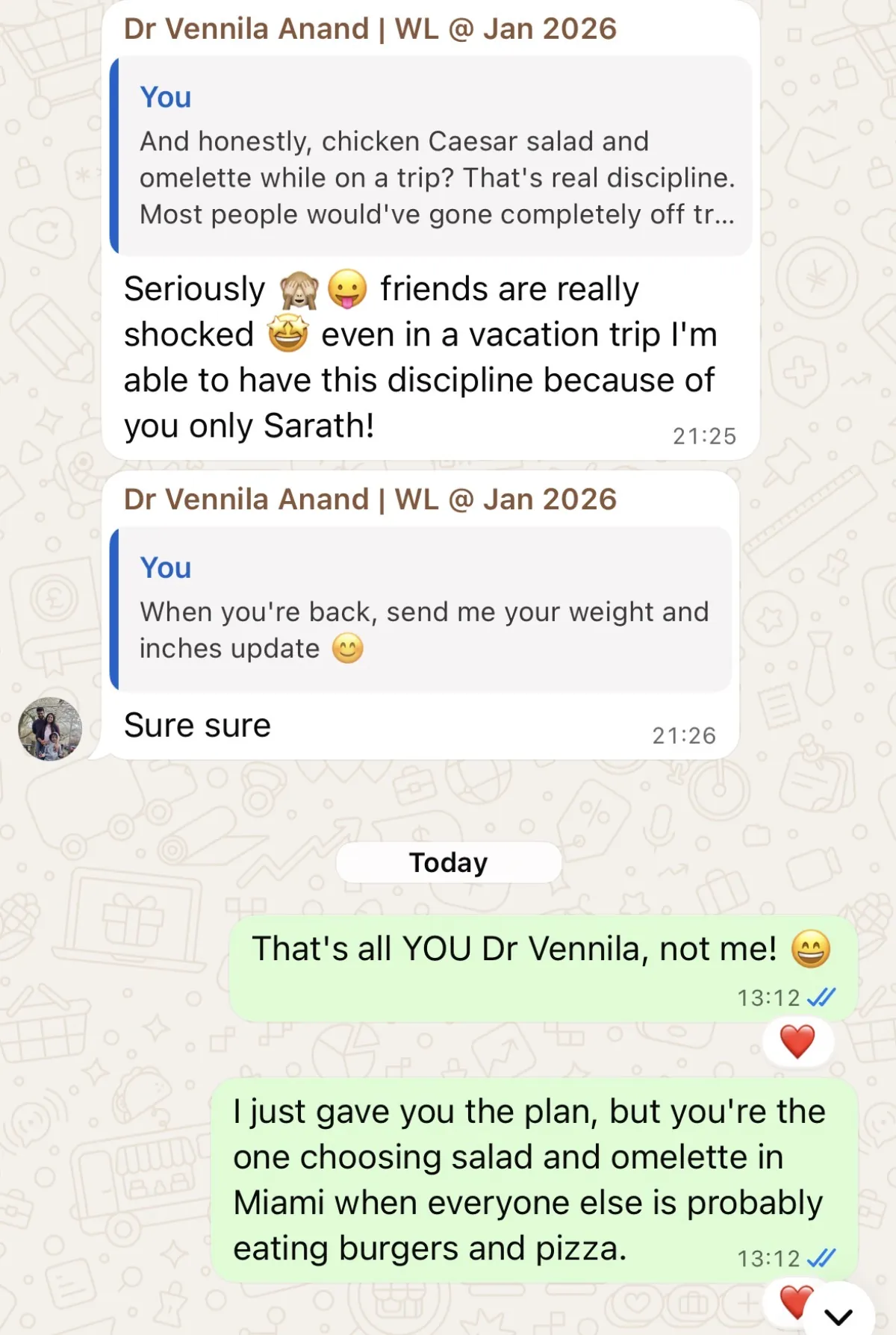 WhatsApp chat with a THINQ.FIT client