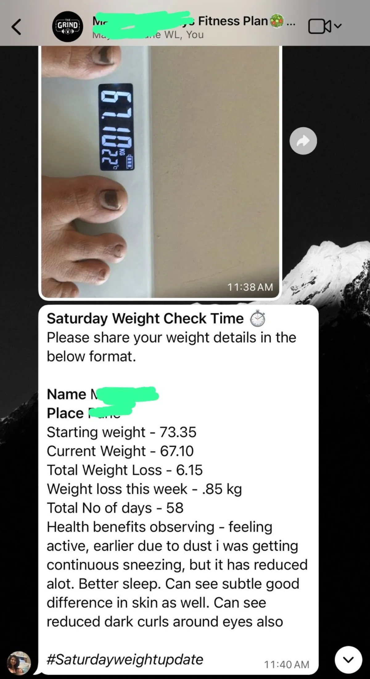 WhatsApp chat with a THINQ.FIT client