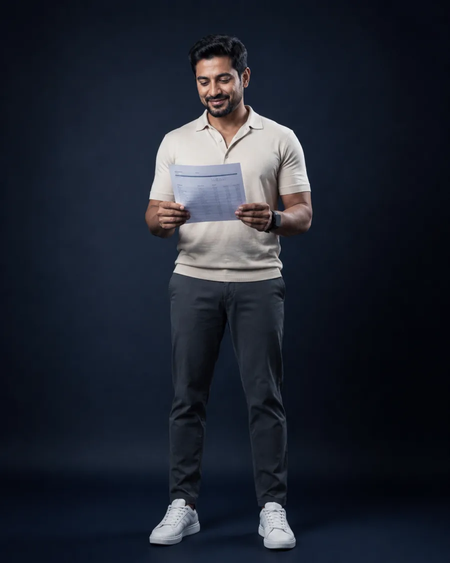 A person holding an improved lab report, relieved at reversed health markers